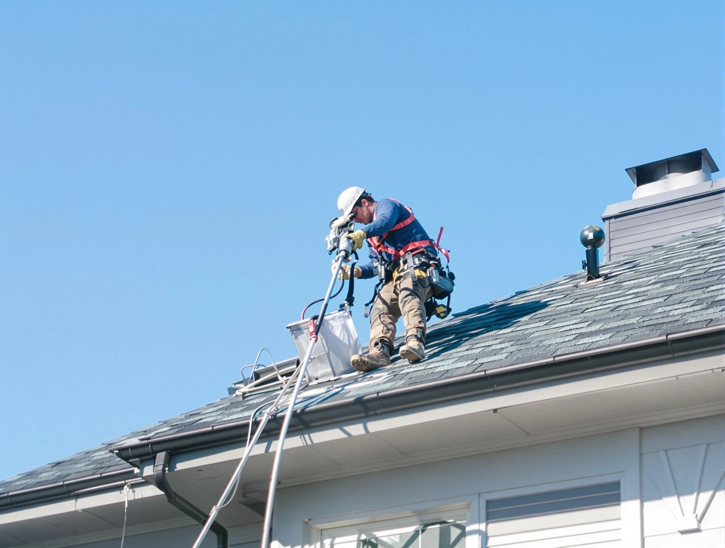 Gardendale Dryer Vent Cleaning certified technician cleaning a roof-mounted dryer vent system in Gardendale