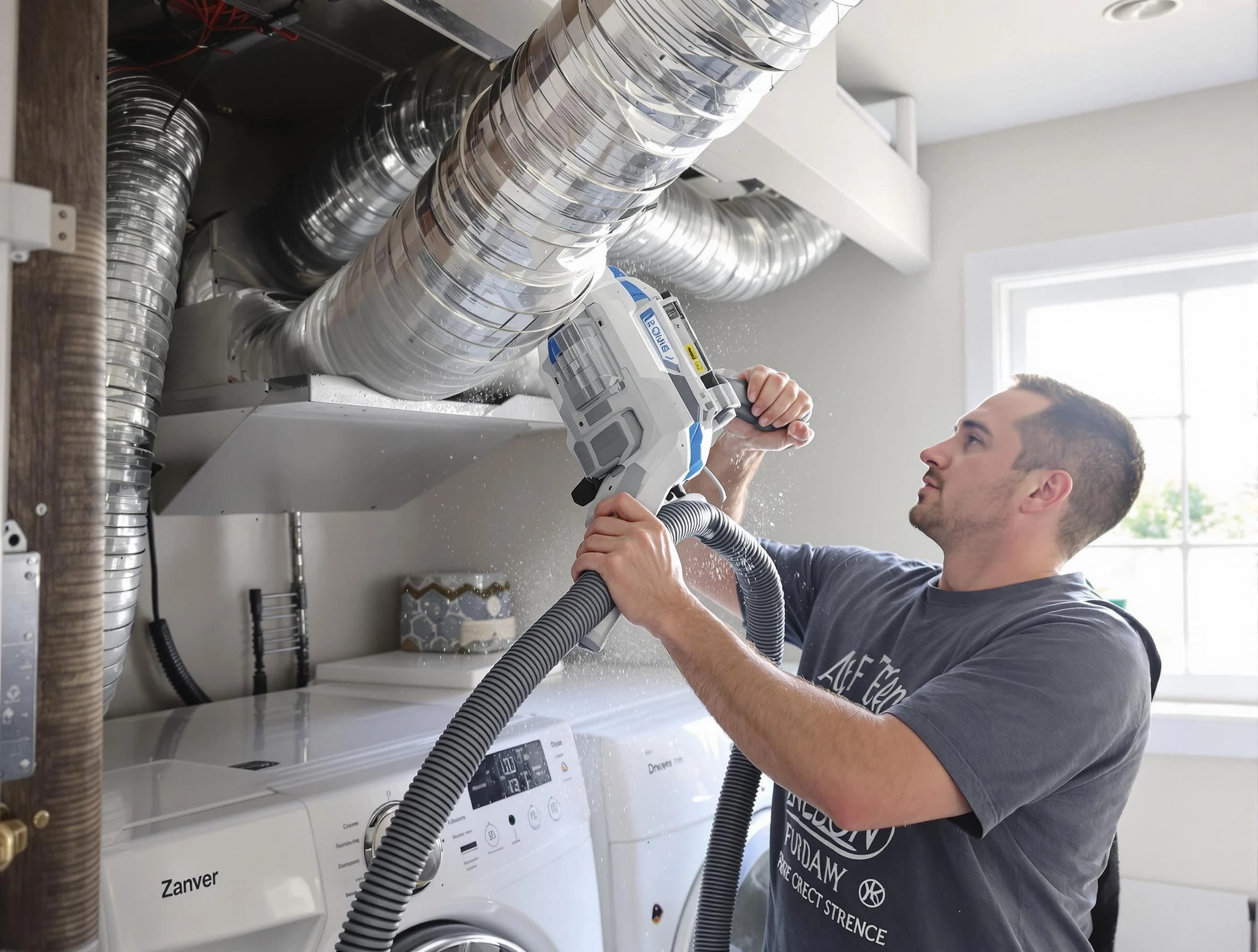 Gardendale Dryer Vent Cleaning specialist cleaning deep within a dryer vent duct system in Gardendale