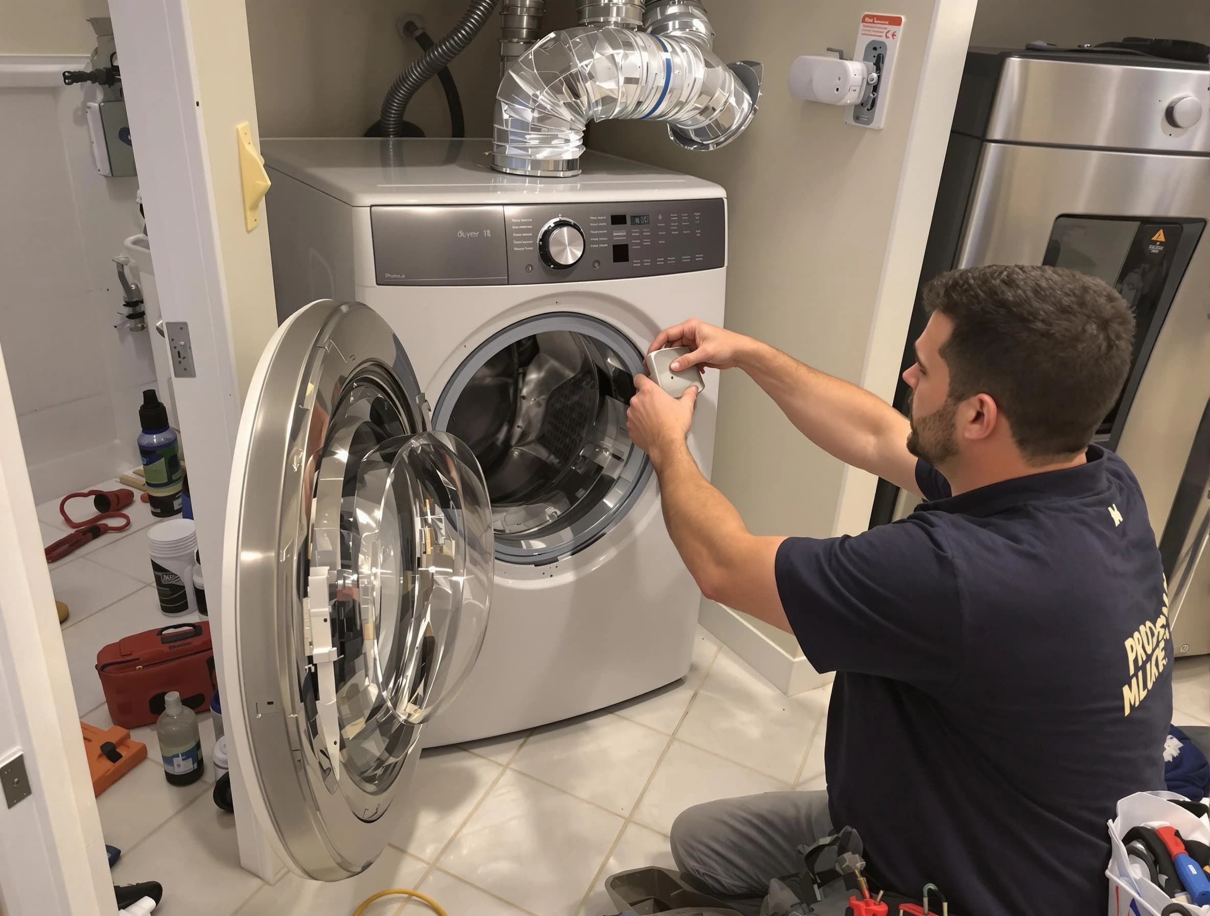 Gardendale Dryer Vent Cleaning technician performing precise dryer vent hose installation in Gardendale