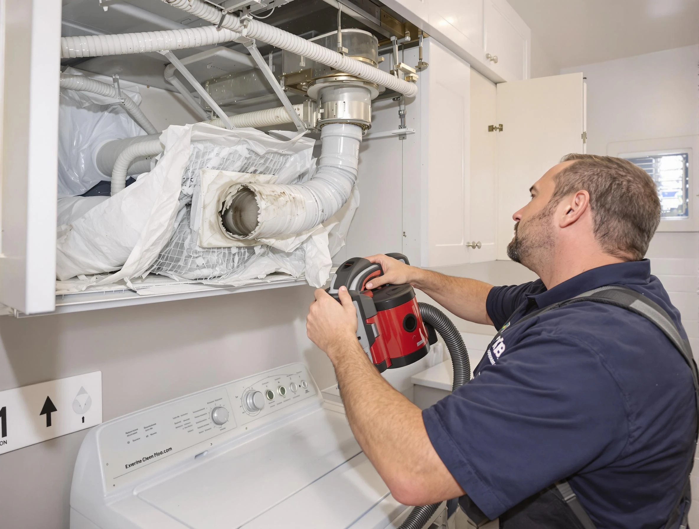 Gardendale Dryer Vent Cleaning technician performing professional exhaust vent cleaning at a residential property in Gardendale